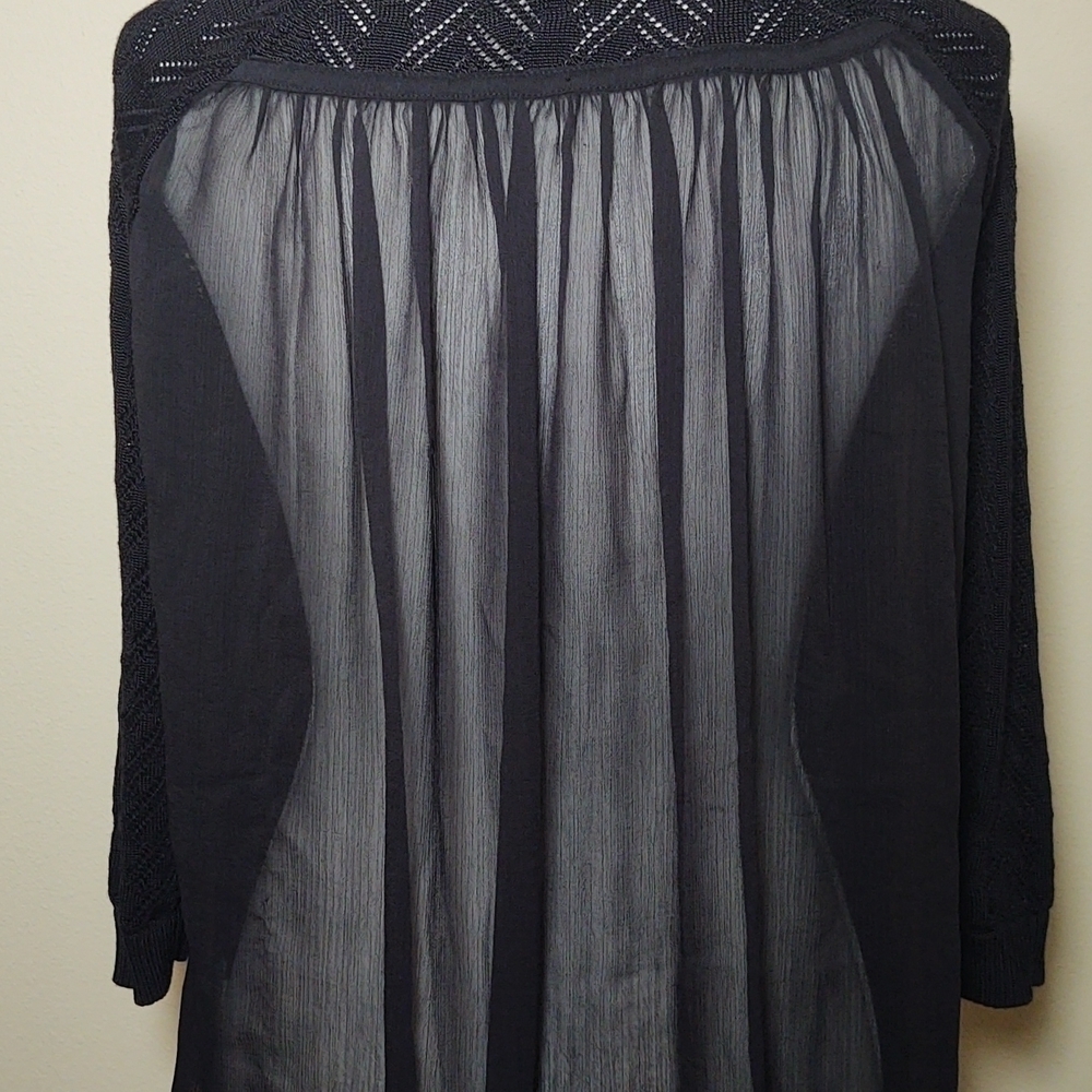 Madison Women's Black Cardigan with Sheer Back - Picture 8 of 8